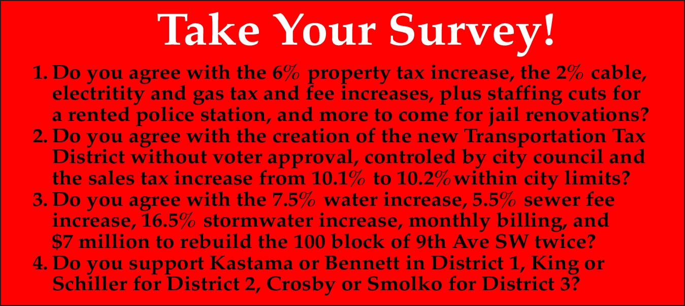 Banner describing the choice of PV4I surveys during the Puyallup City Council campaign season.